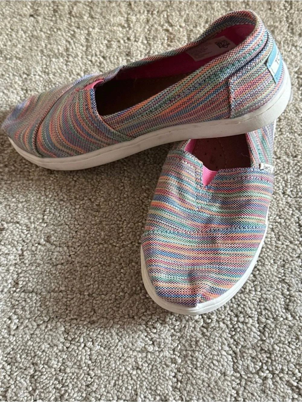 Toms Kids Slip-On Sneakers in Pink Multi Stripe